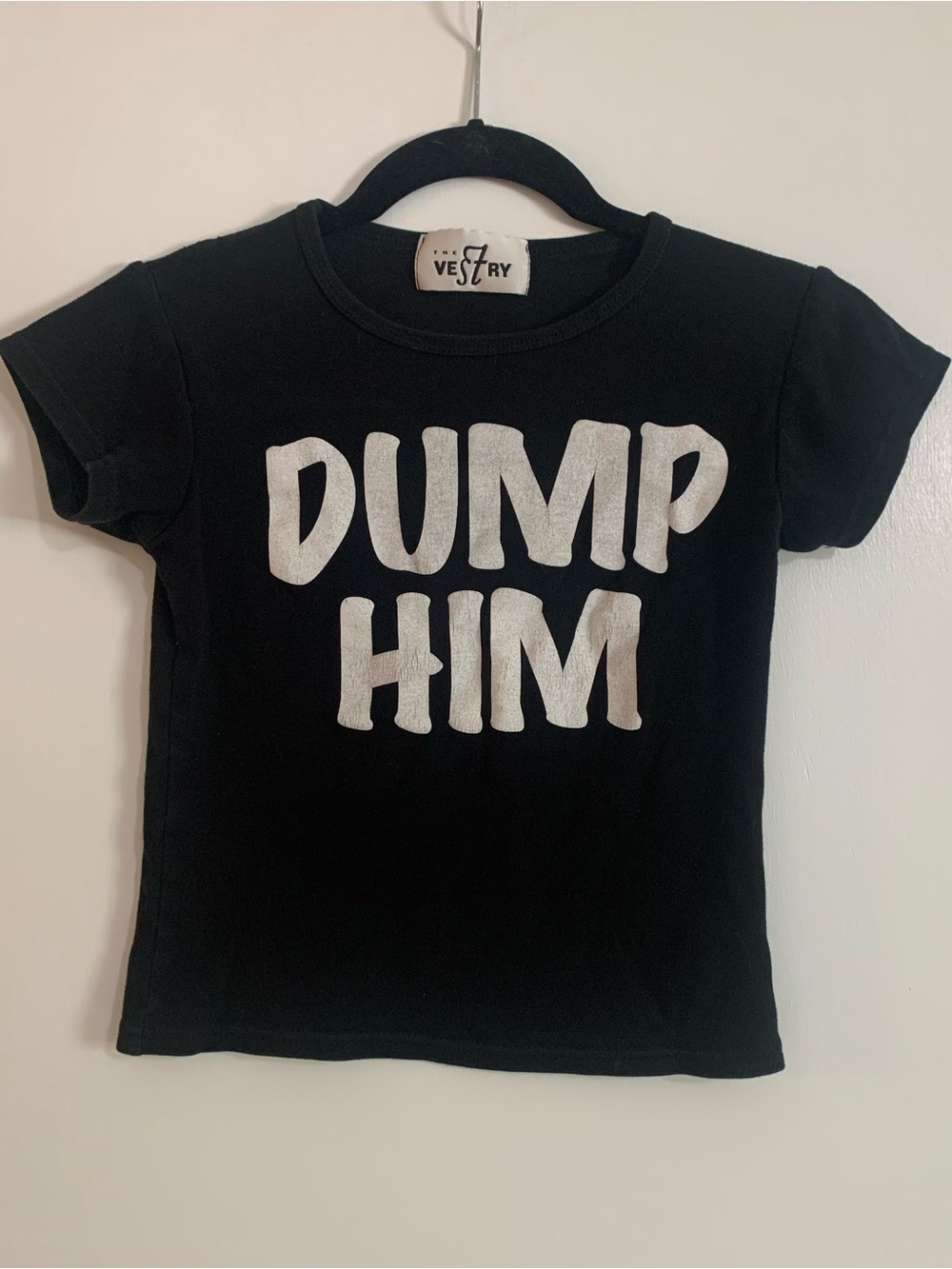 Authentic Y2K Small Black Graphic Women’s “Dump Him”  Cropped Tee 100% Cotton